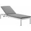 Shore Silver Gray Outdoor Patio Aluminum Chaise with Cushions