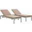 Shore Silver Mocha 3 Piece Outdoor Patio Aluminum Chaise with Cushions