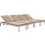 Shore Silver Mocha Chaise with Cushions Outdoor Patio Aluminum Set of 4