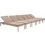 Shore Silver Mocha Chaise with Cushions Outdoor Patio Aluminum Set of 6