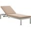 Shore Silver Mocha Outdoor Patio Aluminum Chaise with Cushions