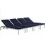 Shore Silver Navy Chaise with Cushions Outdoor Patio Aluminum Set of 4