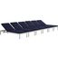 Shore Silver Navy Chaise with Cushions Outdoor Patio Aluminum Set of 6