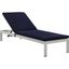 Shore Silver Navy Outdoor Patio Aluminum Chaise with Cushions
