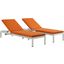 Shore Silver Orange 3 Piece Outdoor Patio Aluminum Chaise with Cushions
