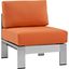 Shore Silver Orange Armless Outdoor Patio Aluminum Chair