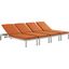 Shore Silver Orange Chaise with Cushions Outdoor Patio Aluminum Set of 4