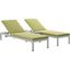 Shore Silver Peridot 3 Piece Outdoor Patio Aluminum Chaise with Cushions