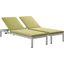 Shore Silver Peridot Chaise with Cushions Outdoor Patio Aluminum Set of 2