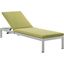 Shore Silver Peridot Outdoor Patio Aluminum Chaise with Cushions