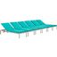 Shore Silver Turquoise Chaise with Cushions Outdoor Patio Aluminum Set of 6
