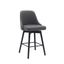 Sicily 26 Inch Swivel Black Wood Counter Stool In Gray Faux Leather