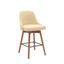 Sicily 26 Inch Swivel Walnut Wood Counter Stool In Cream Faux Leather