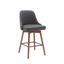 Sicily 26 Inch Swivel Walnut Wood Counter Stool In Gray Faux Leather