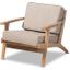 Sigrid Mid-Century Modern Light Grey Fabric Upholstered Antique Oak Finished Wood Armchair