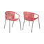 Snack Indoor Outdoor Stackable Steel Dining Chair Set of 2 with Brick Red Rope