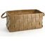 Soft Woven Leather Large Basket In Putty