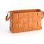 Soft Woven Leather Small Basket In Orange