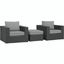 Sojourn Canvas Gray 3 Piece Outdoor Patio Sunbrella Sectional Set EEI-1891-CHC-GRY-SET