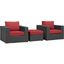 Sojourn Canvas Red 3 Piece Outdoor Patio Sunbrella Sectional Set EEI-1891-CHC-RED-SET