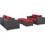 Sojourn Canvas Red 5 Piece Outdoor Patio Sunbrella Sectional Set EEI-1879-CHC-RED-SET