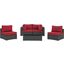 Sojourn Canvas Red 5 Piece Outdoor Patio Sunbrella Sectional Set EEI-1882-CHC-RED-SET