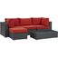 Sojourn Canvas Red 5 Piece Outdoor Patio Sunbrella Sectional Set EEI-1890-CHC-RED-SET