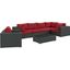 Sojourn Canvas Red 7 Piece Outdoor Patio Sunbrella Sectional Set EEI-1878-CHC-RED-SET
