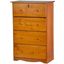 Solid Wood 4-Jumbo Drawer Chest With Lock In Honey Pine