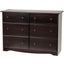 Solid Wood 6-Drawer Double Dresser In Java