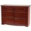 Solid Wood 6-Drawer Double Dresser In Mahogany