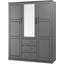 Solid Wood Cosmo Wardrobe With Mirrored Door In Gray