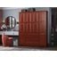 Solid Wood Family Wardrobe In Mahogany With Metal Knobs