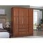 Solid Wood Family Wardrobe In Mocha With Metal Knobs