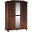 Solid Wood Kyle 3-Door Wardrobe With Mirrored Door In Mocha