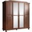 Solid Wood Kyle 4-Door Wardrobe With Mirrored Doors In Mocha
