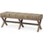 Solis Brown Base Upholstered Beige And Black Stripe Seat Accent Bench