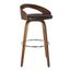 Sonia 30 Inch Bar Height Swivel Brown Faux Leather and Walnut Wood Bar Stool