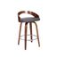 Sonia 26 Inch Counter Height Swivel Gray Faux Leather and Walnut Wood Bar Stool