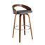 Sonia 30 Inch Bar Height Swivel Gray Faux Leather and Walnut Wood Bar Stool