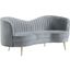 Sophia Upholstered Loveseat With Camel Back Grey and Gold