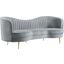 Sophia Upholstered Sofa With Camel Back Grey and Gold