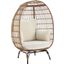 Spezia Freestanding Steel And Rattan Outdoor Egg Chair With Cushions In Cream