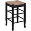 Square 24 Inch Rush Backless Counter Stool In Black