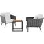 Stance 3 Piece Outdoor Patio Aluminum Sectional Sofa Set In Grey EEI-3163-GRY-WHI-SET