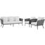 Stance 3 Piece Outdoor Patio Aluminum Sectional Sofa Set In Grey EEI-3165-GRY-WHI-SET