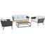 Stance 4 Piece Outdoor Patio Aluminum Sectional Sofa Set In Grey EEI-3161-GRY-WHI-SET