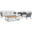 Stance 4 Piece Outdoor Patio Aluminum Sectional Sofa Set In Grey EEI-3167-GRY-WHI-SET