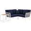 Stance 4 Piece Outdoor Patio Aluminum Sectional Sofa Set In White Navy