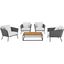 Stance 5 Piece Outdoor Patio Aluminum Sectional Sofa Set In Grey